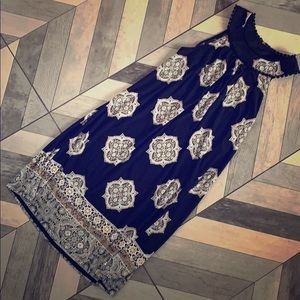 Black Dress with white and tan detail